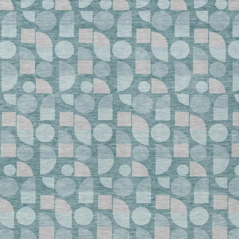 3' X 5' Teal Blue And Silver Geometric Washable Indoor Outdoor Area Rug Homeroots Outdoor