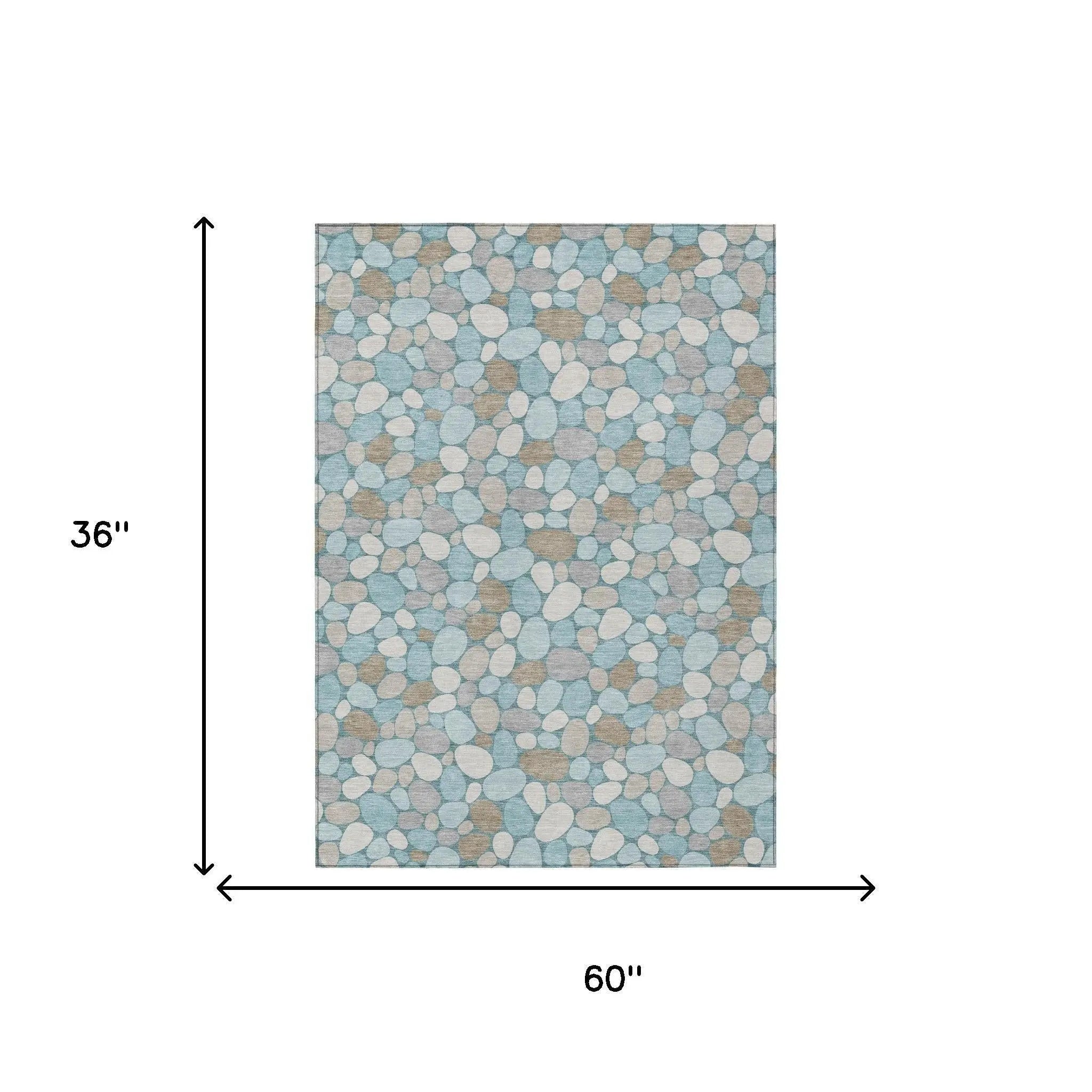 3' X 5' Teal Blue And Silver Geometric Washable Indoor Outdoor Area Rug Homeroots Outdoor