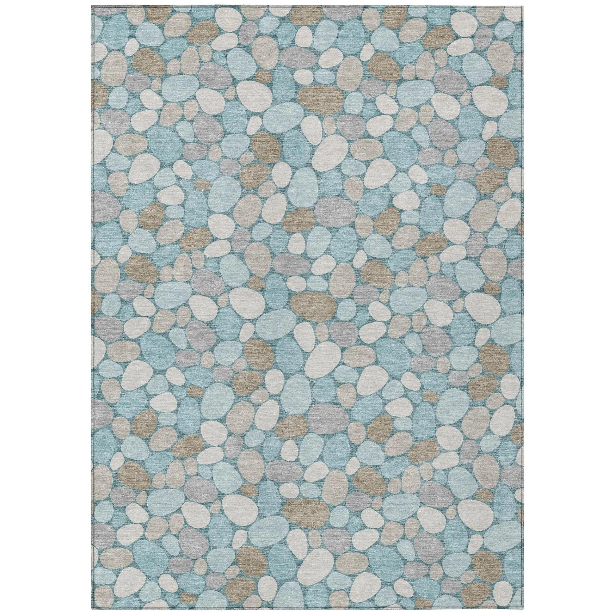 3' X 5' Teal Blue And Silver Geometric Washable Indoor Outdoor Area Rug Homeroots Outdoor