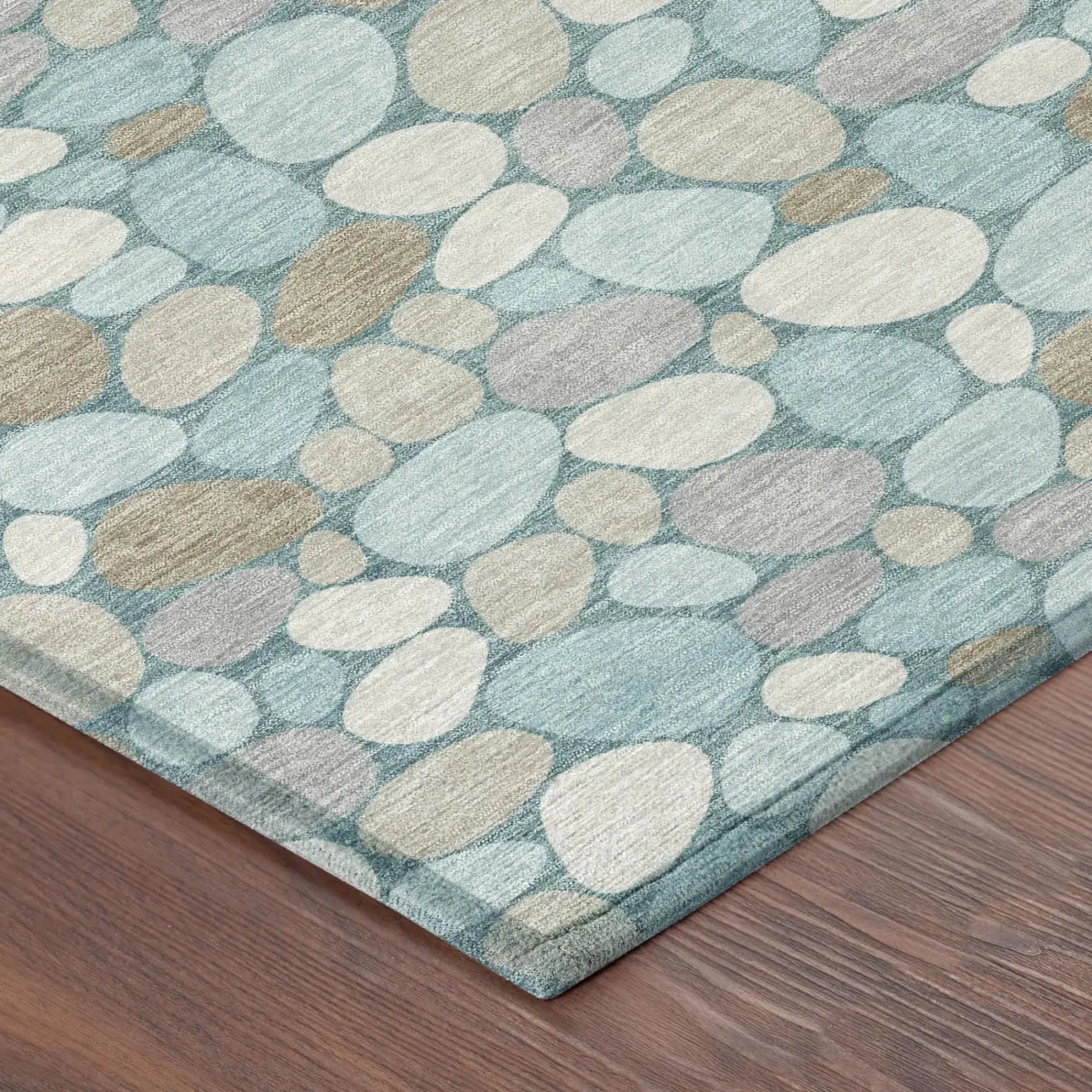 3' X 5' Teal Blue And Silver Geometric Washable Indoor Outdoor Area Rug Homeroots Outdoor