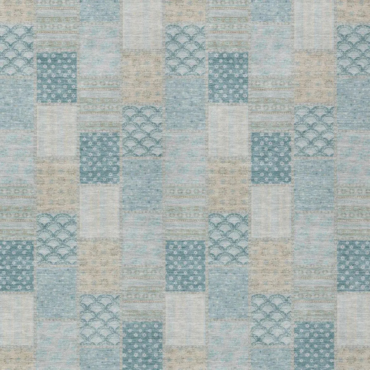 3' X 5' Teal Blue And Silver Patchwork Washable Indoor Outdoor Area Rug Homeroots Outdoor