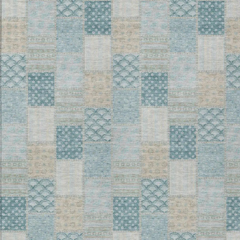 3' X 5' Teal Blue And Silver Patchwork Washable Indoor Outdoor Area Rug Homeroots Outdoor