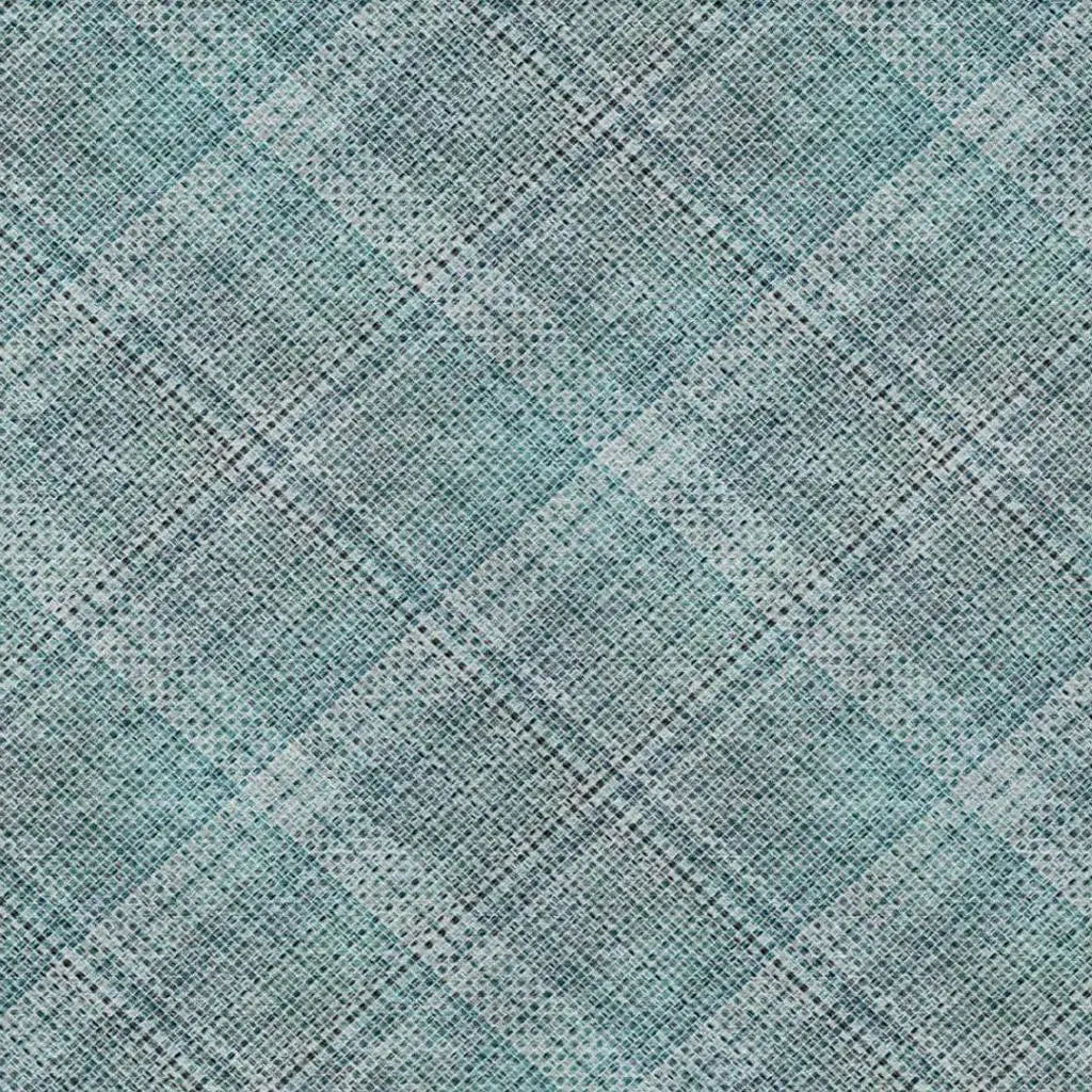 3' X 5' Teal Blue And Silver Plaid Washable Indoor Outdoor Area Rug Homeroots Outdoor