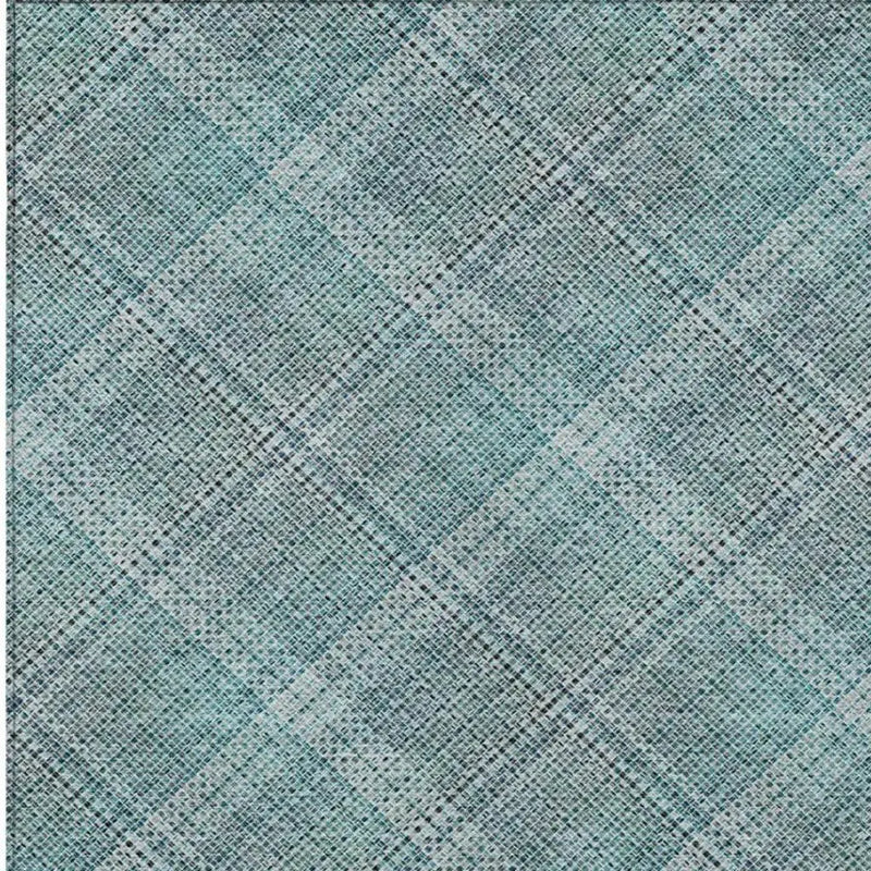 3' X 5' Teal Blue And Silver Plaid Washable Indoor Outdoor Area Rug Homeroots Outdoor