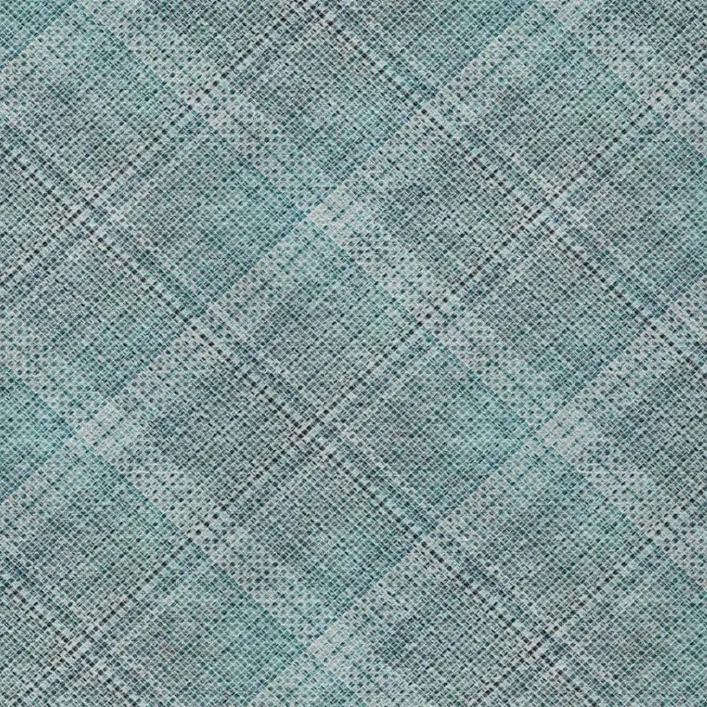 3' X 5' Teal Blue And Silver Plaid Washable Indoor Outdoor Area Rug Homeroots Outdoor