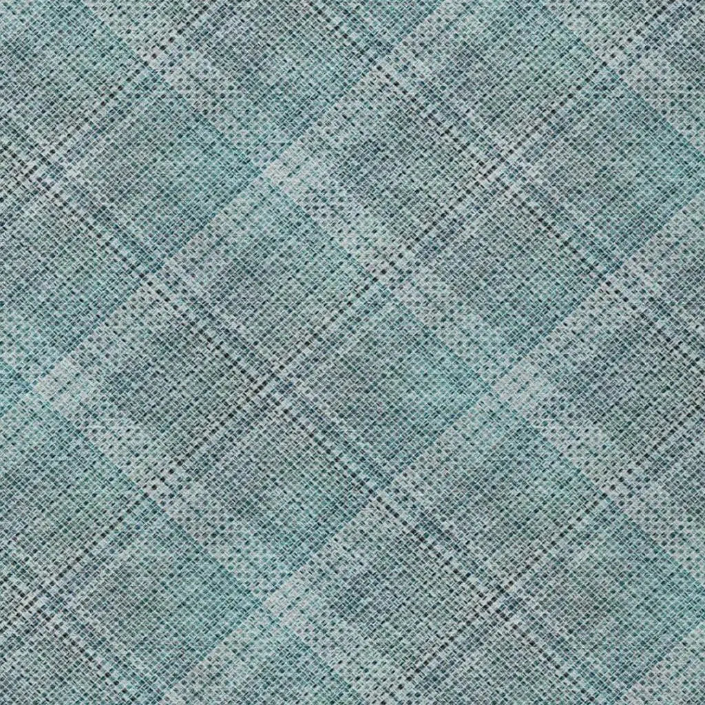 3' X 5' Teal Blue And Silver Plaid Washable Indoor Outdoor Area Rug Homeroots Outdoor