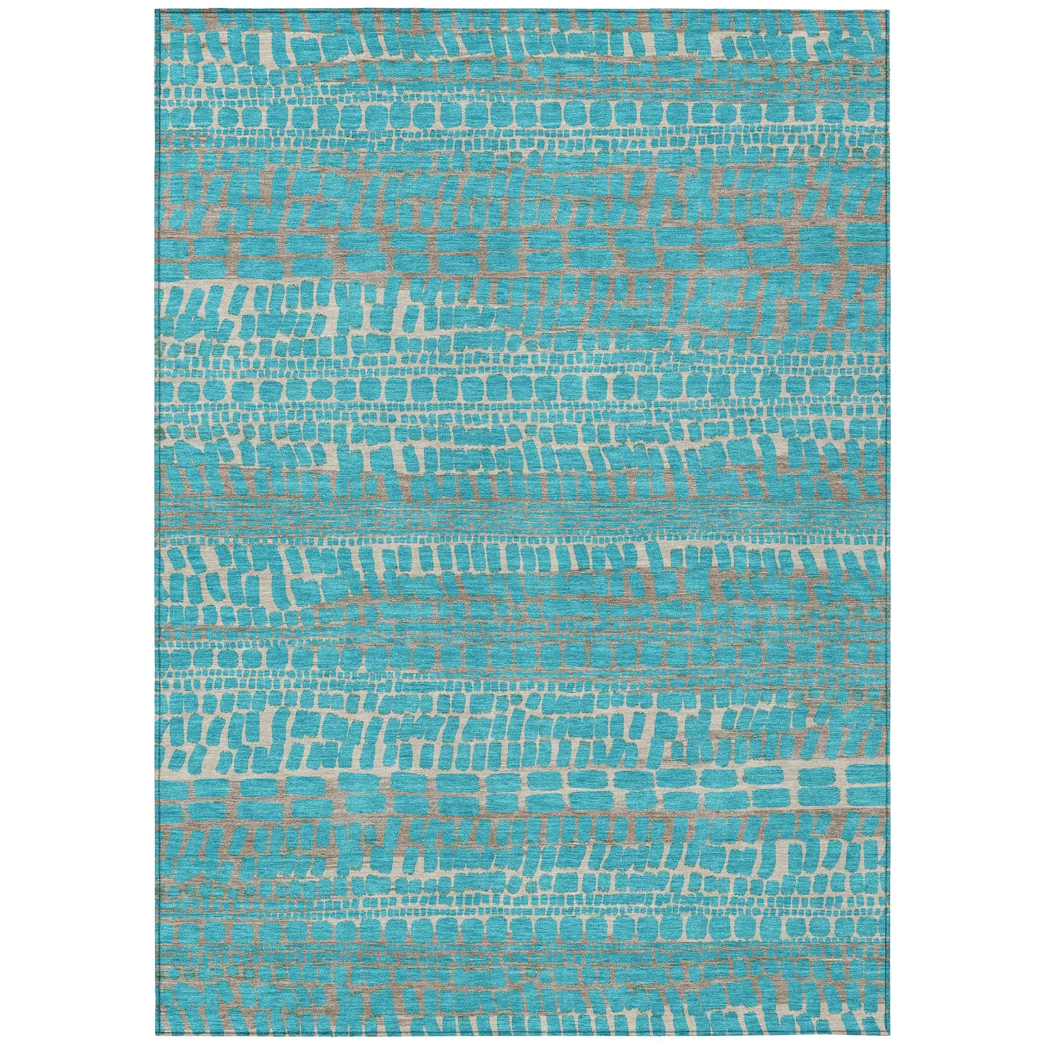 3' X 5' Teal Blue And Turquoise Abstract Washable Indoor Outdoor Area Rug Homeroots Outdoor