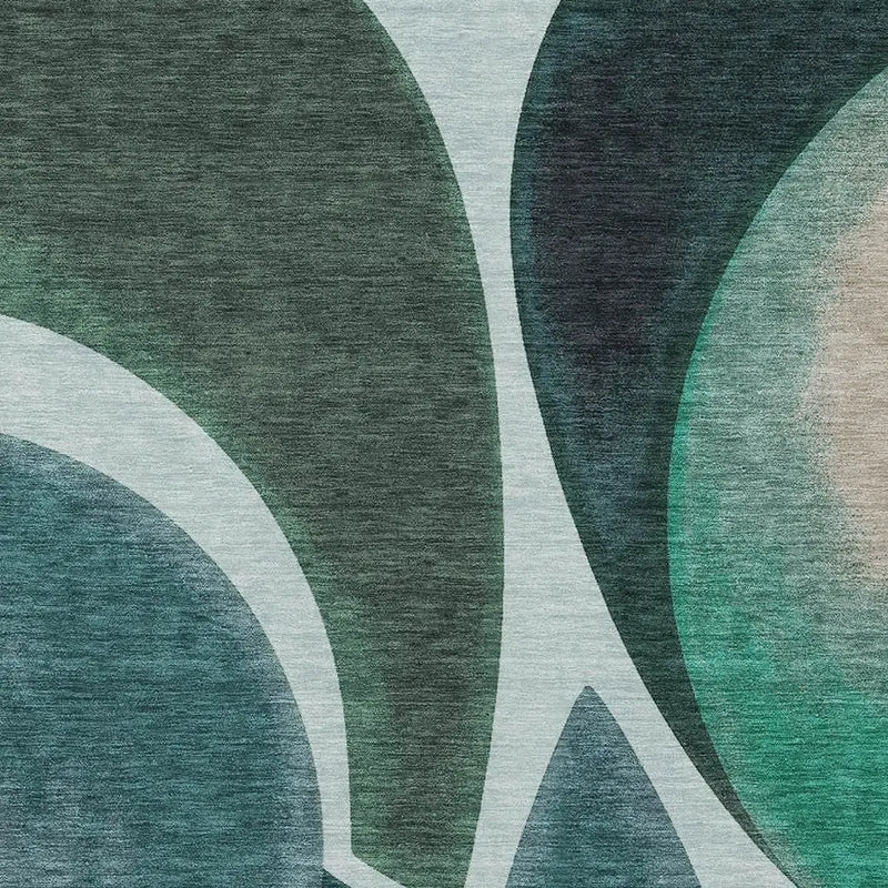 3' X 5' Teal Blue And Turquoise Abstract Washable Indoor Outdoor Area Rug Homeroots Outdoor
