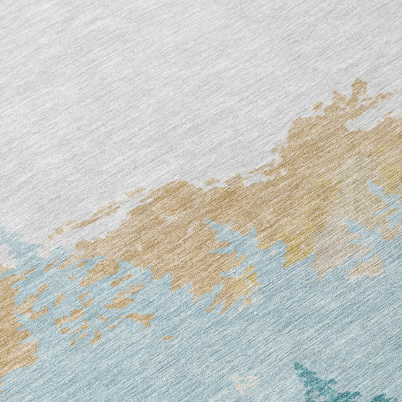 3' X 5' Teal Blue And Turquoise Floral Washable Indoor Outdoor Area Rug Homeroots Outdoor