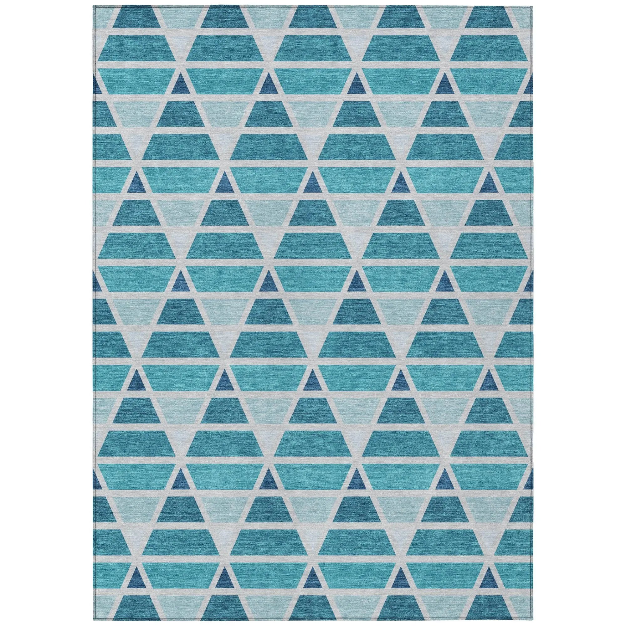 3' X 5' Teal Blue And Turquoise Geometric Washable Indoor Outdoor Area Rug Homeroots Outdoor