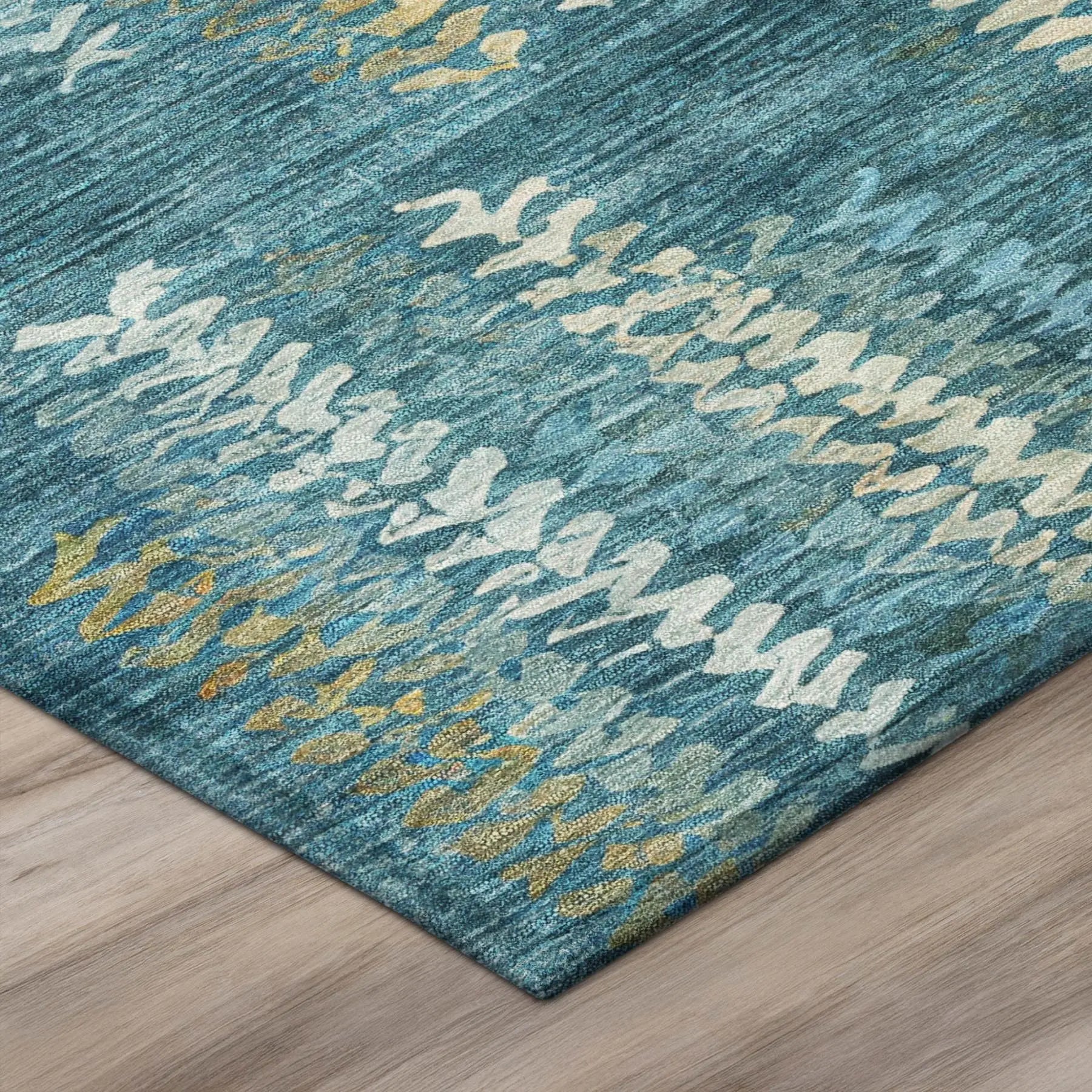 3' X 5' Teal Blue And Turquoise Striped Washable Indoor Outdoor Area Rug Homeroots Outdoor