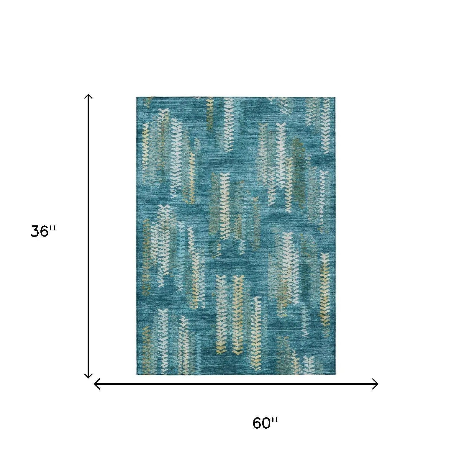 3' X 5' Teal Blue And Turquoise Striped Washable Indoor Outdoor Area Rug Homeroots Outdoor