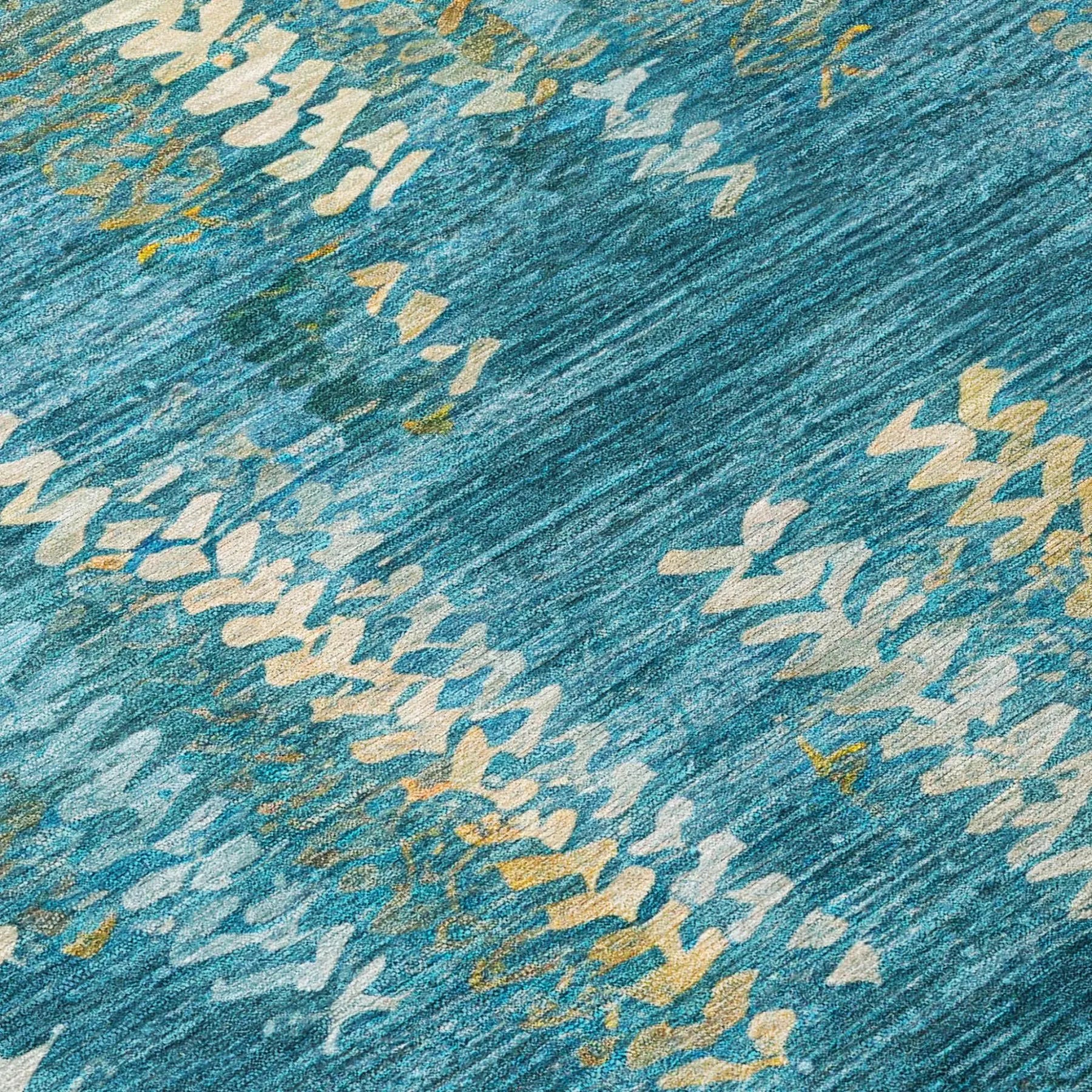 3' X 5' Teal Blue And Turquoise Striped Washable Indoor Outdoor Area Rug Homeroots Outdoor