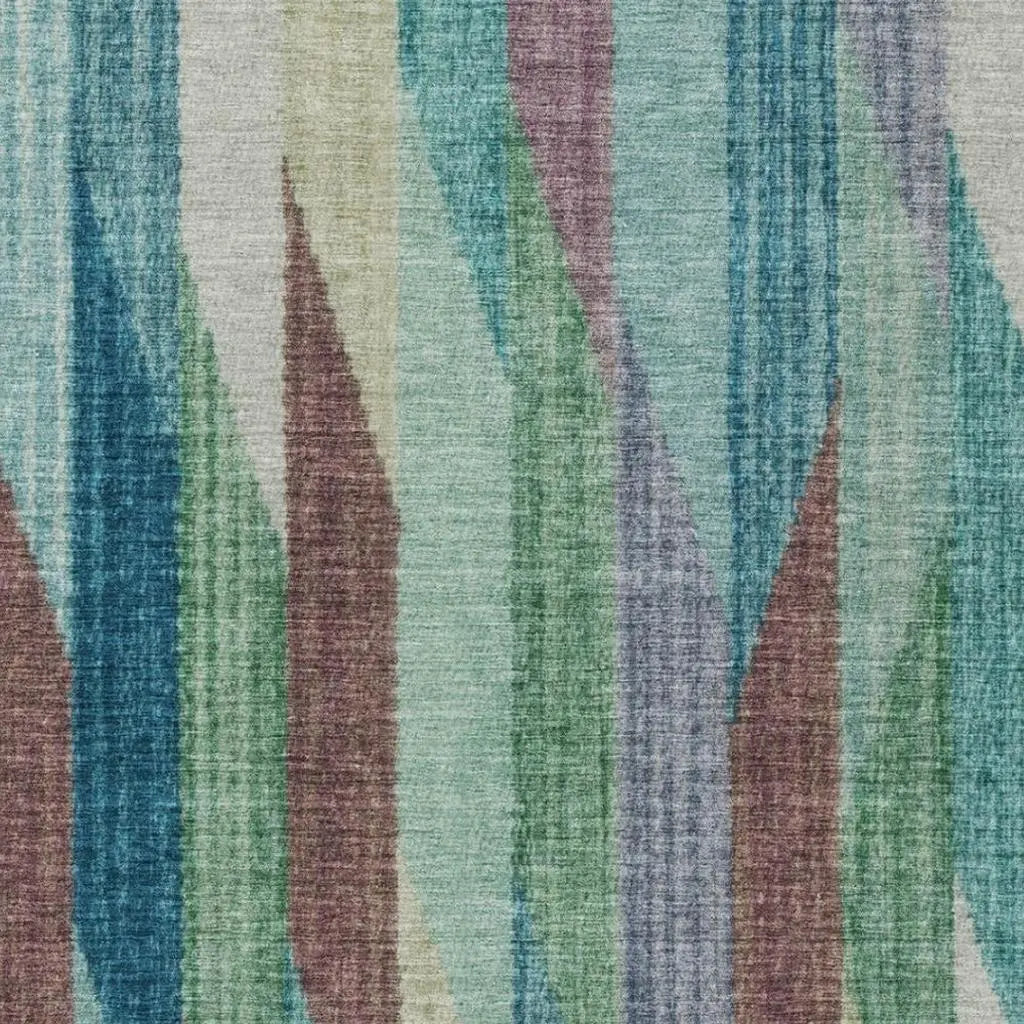 3' X 5' Teal Blue And Turquoise Striped Washable Indoor Outdoor Area Rug Homeroots Outdoor