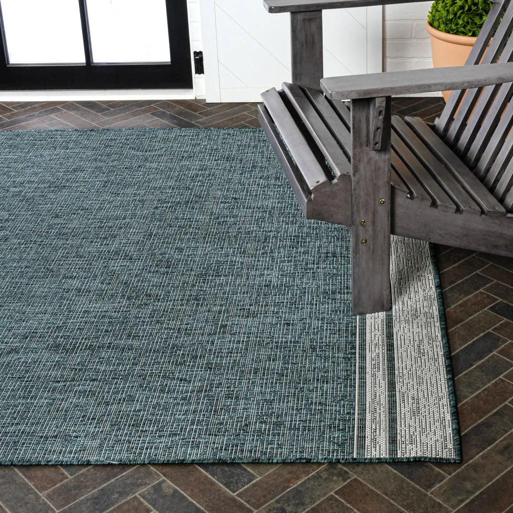 3' X 5' Turquoise And Cream Indoor Outdoor Area Rug - GreatEagleInc
