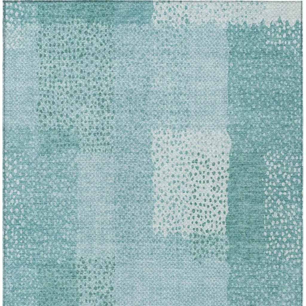 3' X 5' Turquoise And Teal Blue Abstract Washable Indoor Outdoor Area Rug Homeroots Outdoor