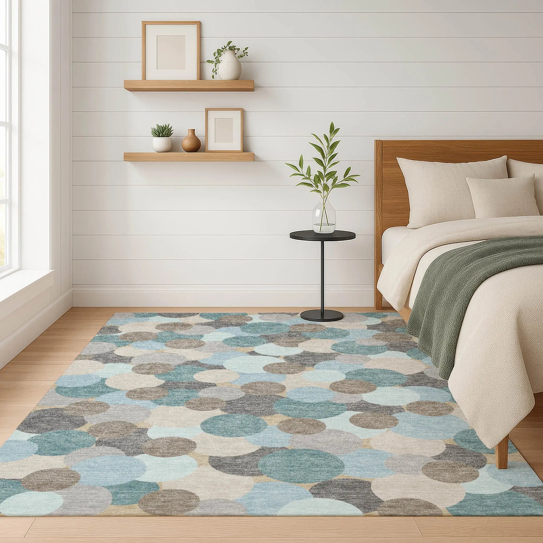 3' X 5' Turquoise And Teal Blue Geometric Washable Indoor Outdoor Area Rug Homeroots Outdoor