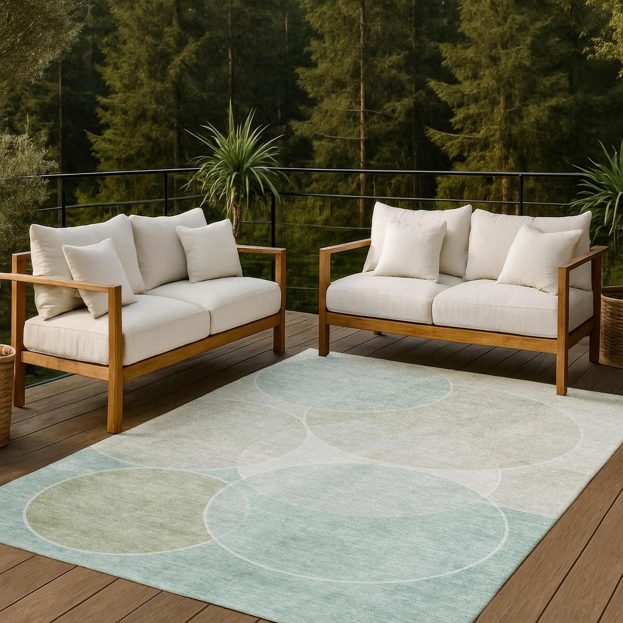 3' X 5' Turquoise And Teal Blue Geometric Washable Indoor Outdoor Area Rug Homeroots Outdoor