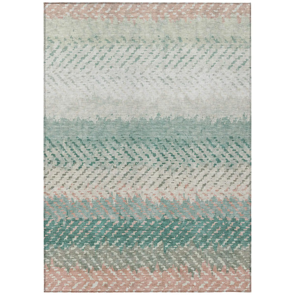 3' X 5' Turquoise And Teal Blue Striped Washable Indoor Outdoor Area Rug Homeroots Outdoor