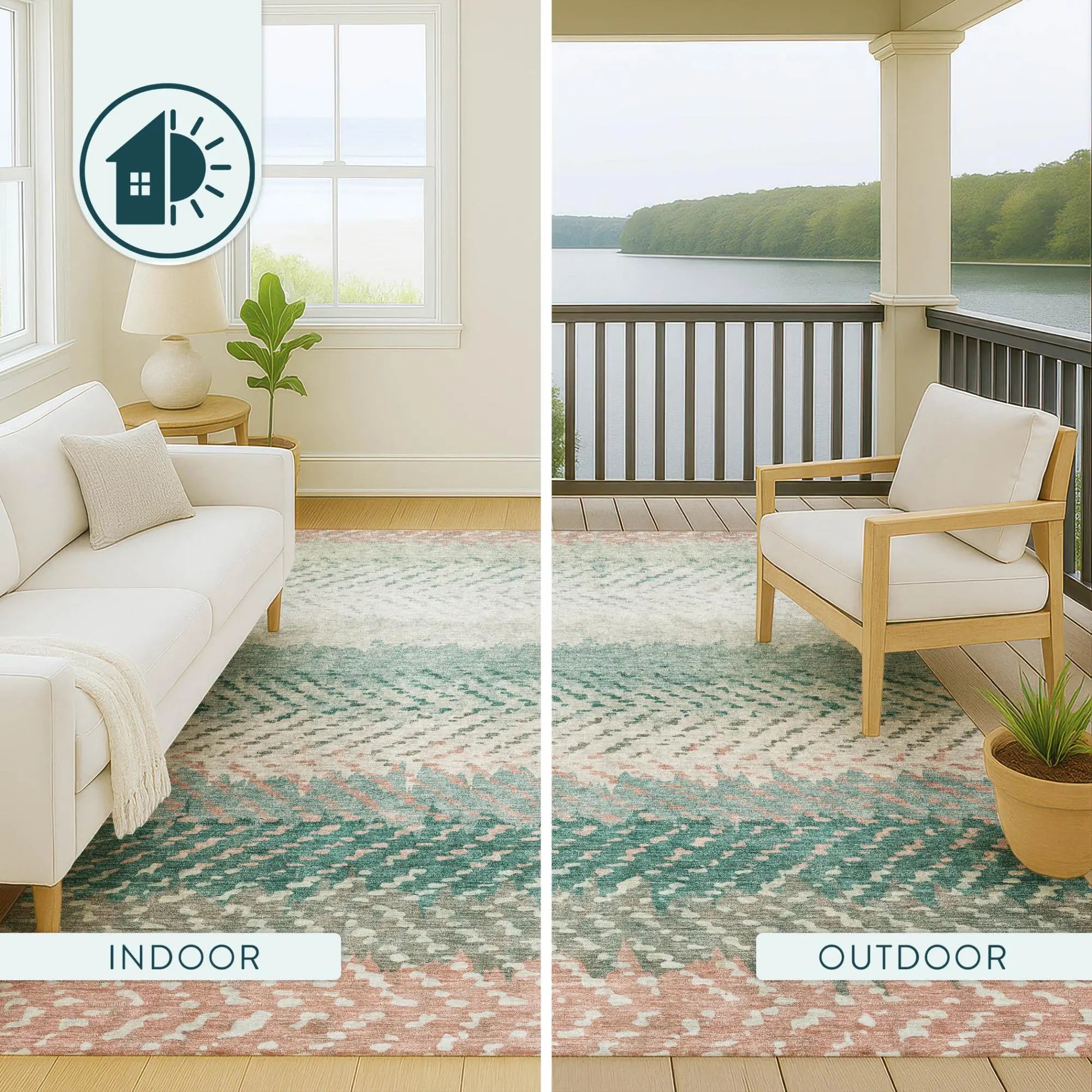 3' X 5' Turquoise And Teal Blue Striped Washable Indoor Outdoor Area Rug Homeroots Outdoor