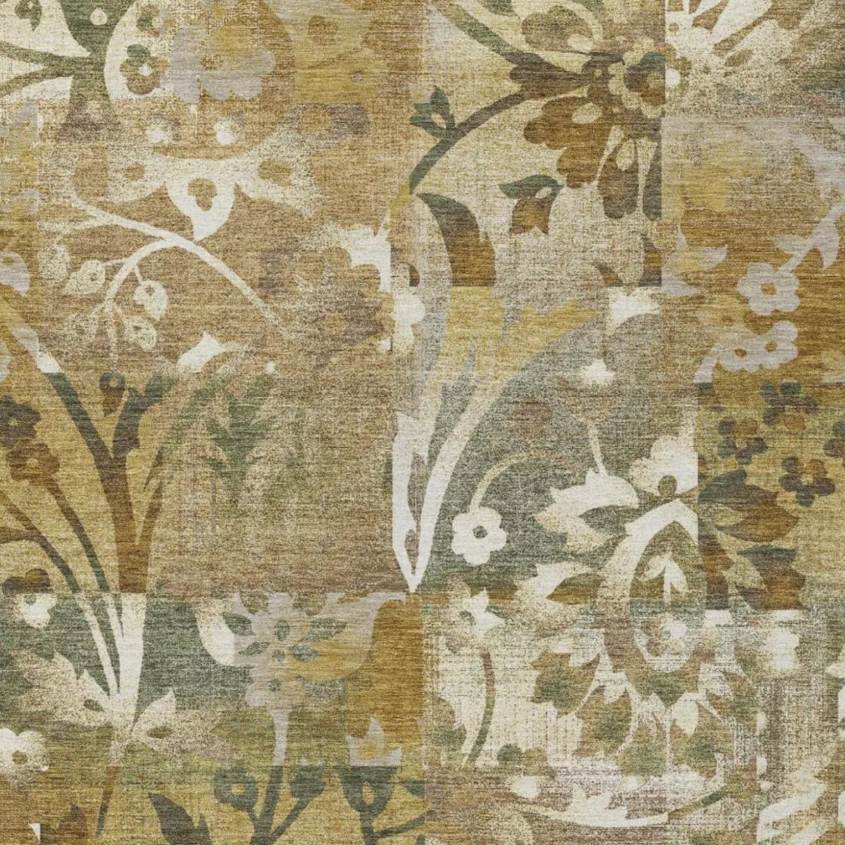 3' X 5' Walnut And Gold Botanical Leaves Washable Indoor Outdoor Area Rug Homeroots Outdoor