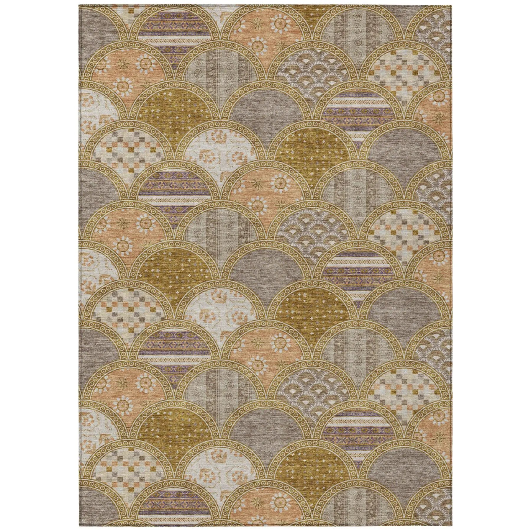 3' X 5' Walnut And Gold Geometric Washable Indoor Outdoor Area Rug Homeroots Outdoor