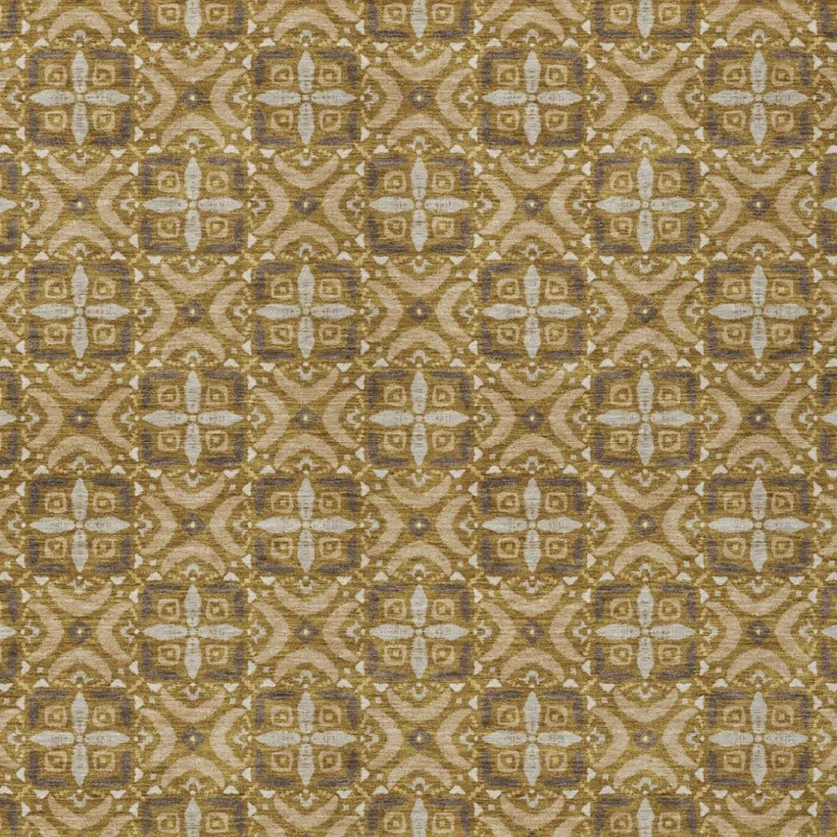 3' X 5' Walnut And Gold Geometric Washable Indoor Outdoor Area Rug Homeroots Outdoor