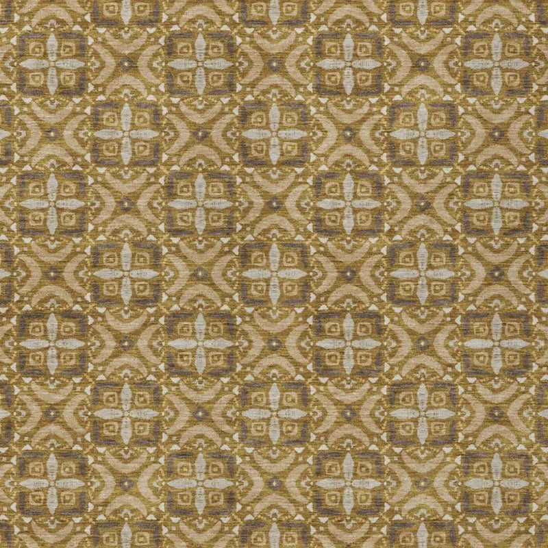 3' X 5' Walnut And Gold Geometric Washable Indoor Outdoor Area Rug Homeroots Outdoor