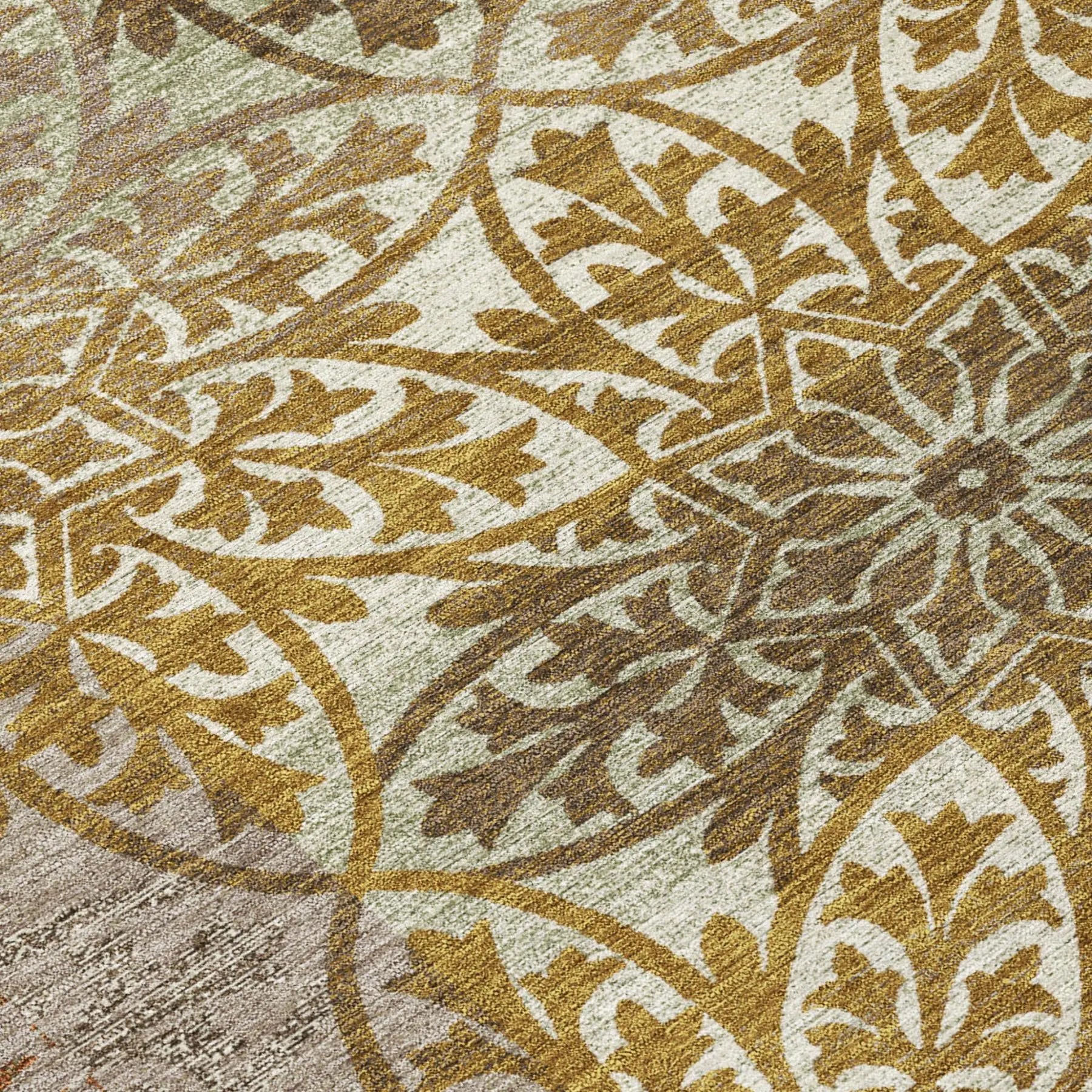 3' X 5' Walnut And Gold Oriental Washable Indoor Outdoor Area Rug Homeroots Outdoor