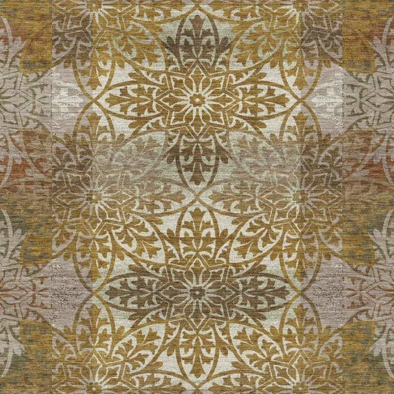 3' X 5' Walnut And Gold Oriental Washable Indoor Outdoor Area Rug Homeroots Outdoor