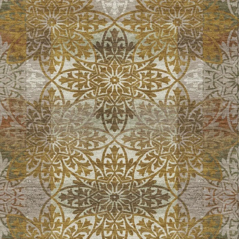 3' X 5' Walnut And Gold Oriental Washable Indoor Outdoor Area Rug Homeroots Outdoor
