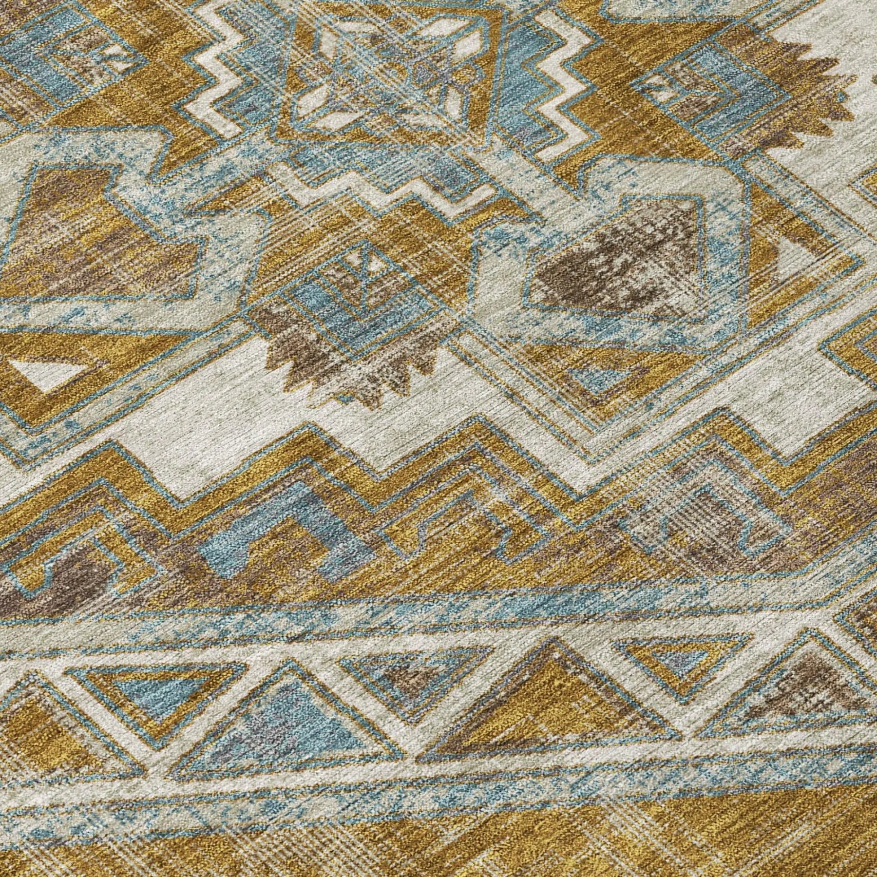 3' X 5' Walnut And Gold Southwestern Washable Indoor Outdoor Area Rug Homeroots Outdoor
