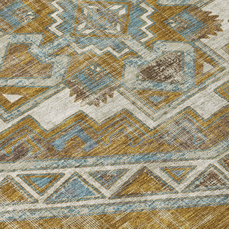 3' X 5' Walnut And Gold Southwestern Washable Indoor Outdoor Area Rug Homeroots Outdoor