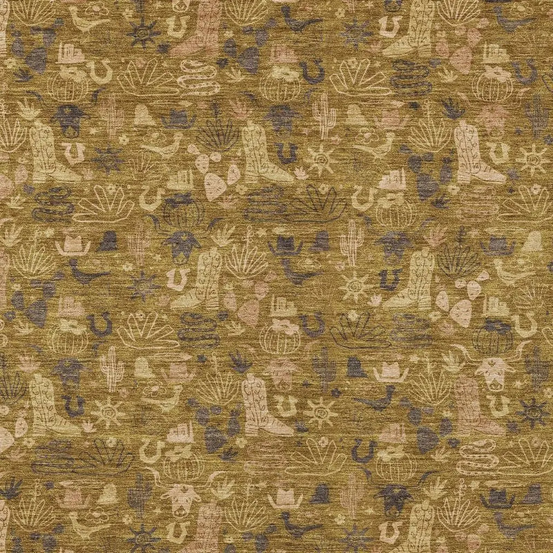 3' X 5' Walnut And Gold Stars Washable Indoor Outdoor Area Rug Homeroots Outdoor