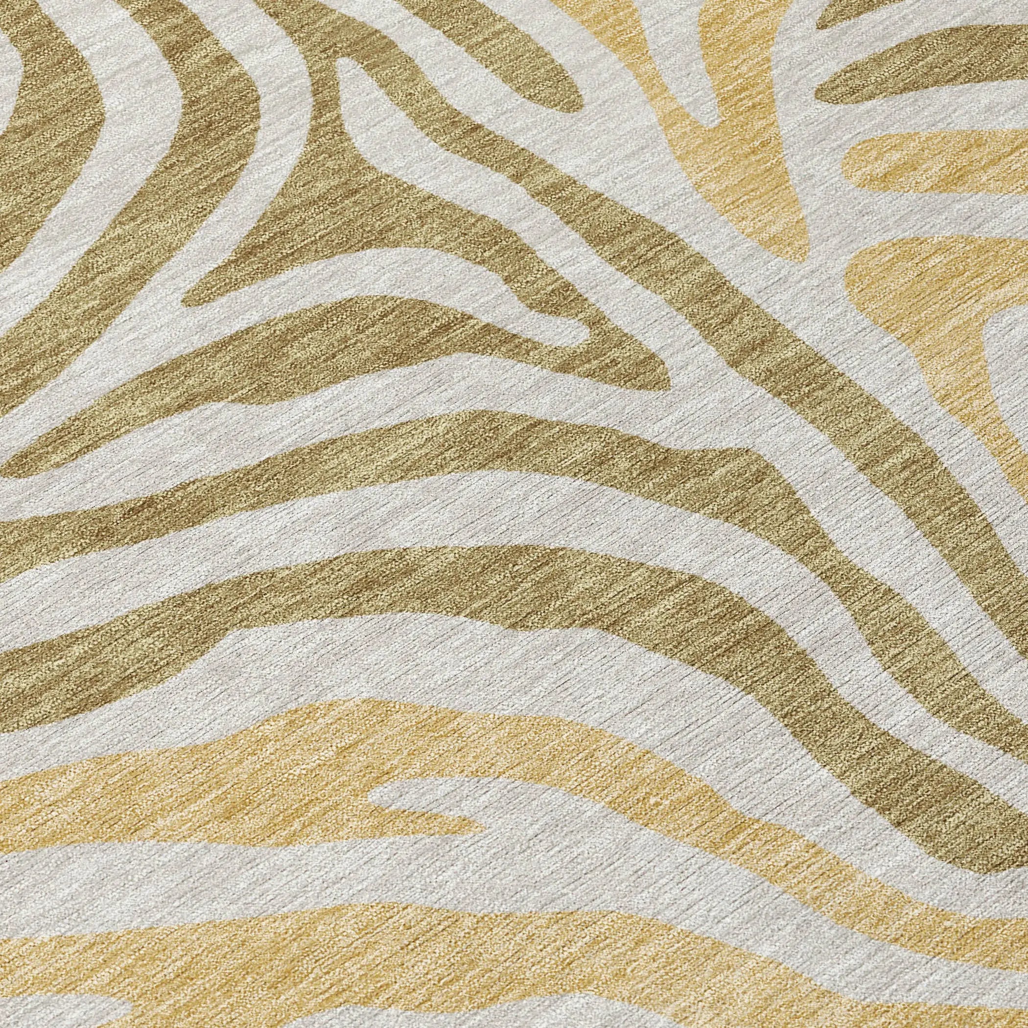 3' X 5' Walnut And Gold Zebra Print Washable Indoor Outdoor Area Rug Homeroots Outdoor