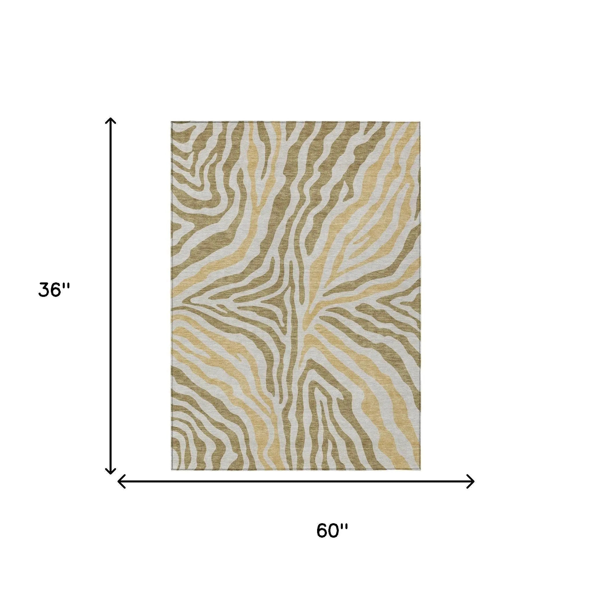 3' X 5' Walnut And Gold Zebra Print Washable Indoor Outdoor Area Rug Homeroots Outdoor