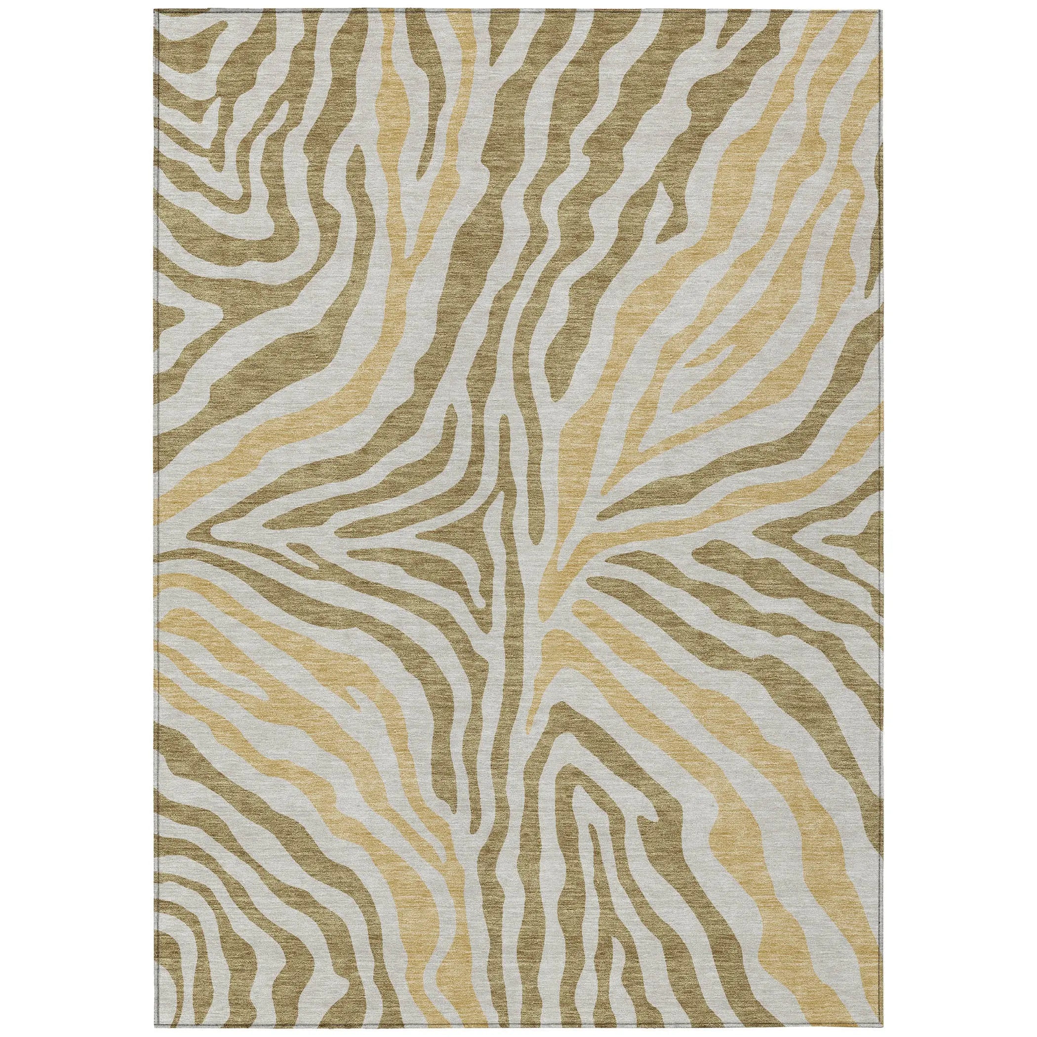 3' X 5' Walnut And Gold Zebra Print Washable Indoor Outdoor Area Rug Homeroots Outdoor