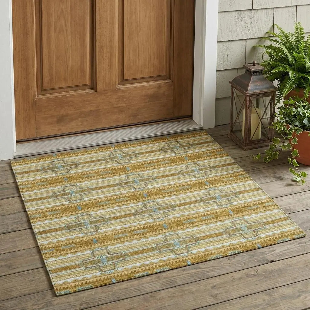 3' X 5' Walnut And Graphite Tribal Washable Indoor Outdoor Area Rug Homeroots Outdoor