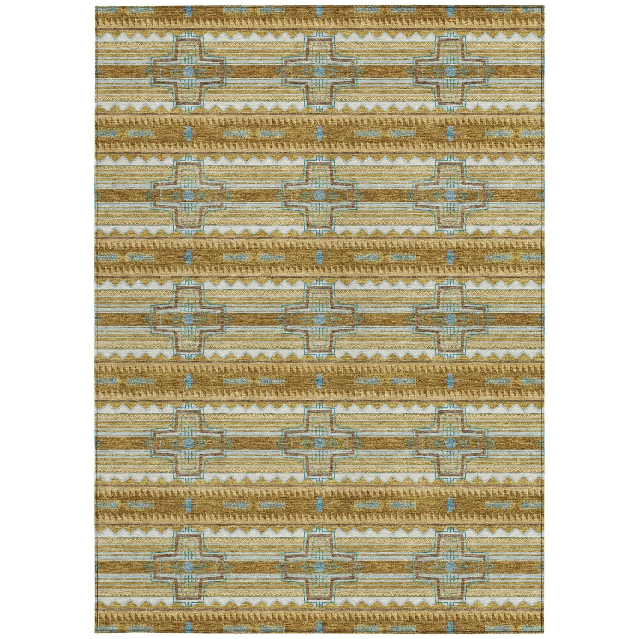 3' X 5' Walnut And Graphite Tribal Washable Indoor Outdoor Area Rug Homeroots Outdoor