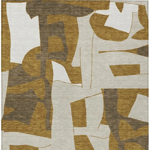 3' X 5' Walnut And Ivory Geometric Washable Indoor Outdoor Area Rug Homeroots Outdoor