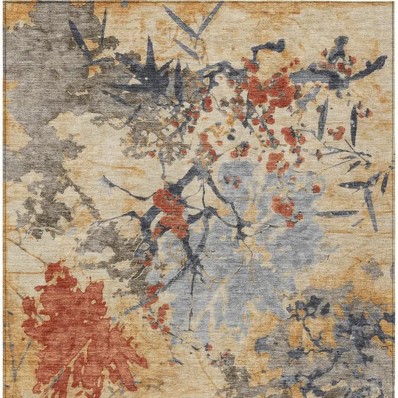 3' X 5' Wheat And Beige Abstract Washable Indoor Outdoor Area Rug Homeroots Outdoor