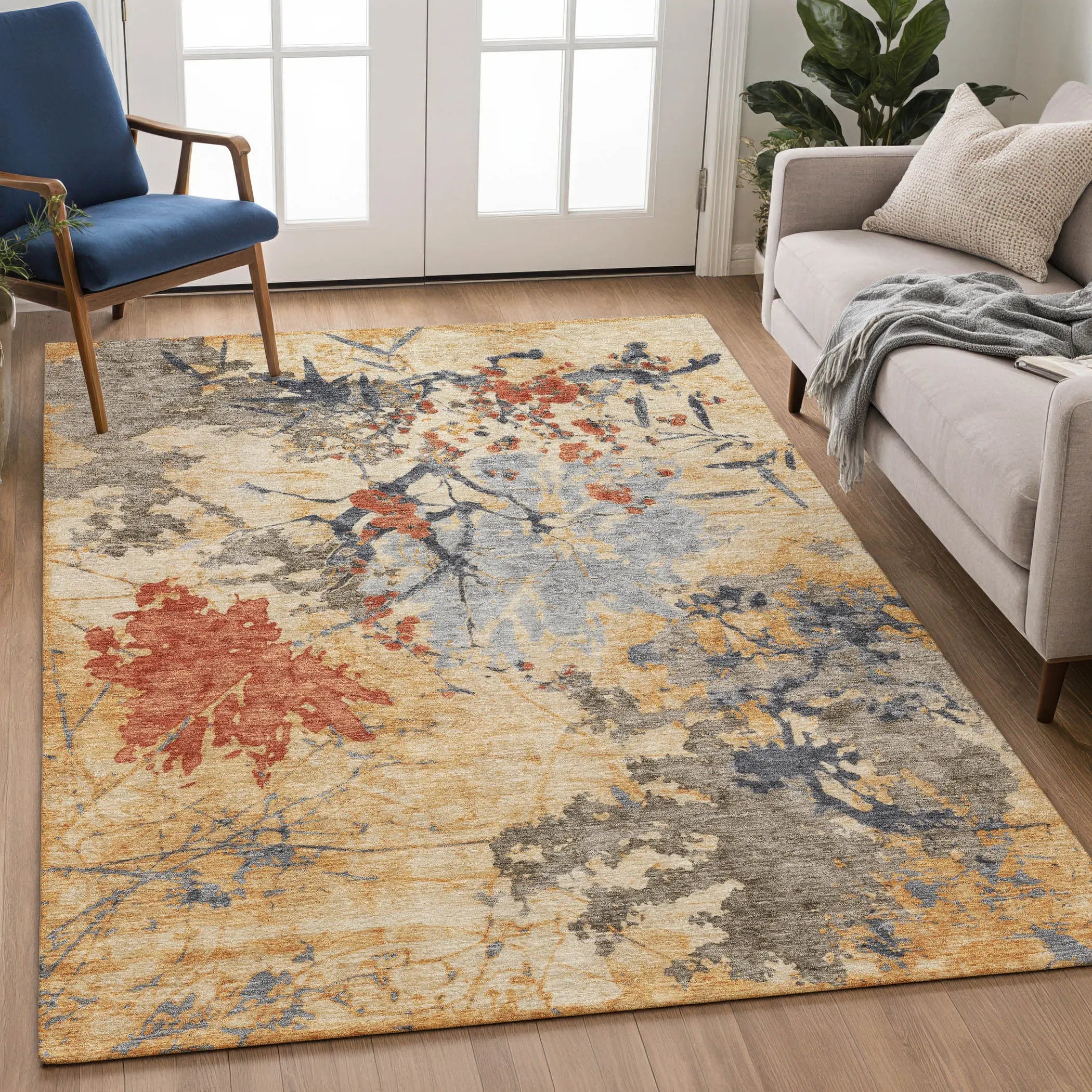 3' X 5' Wheat And Beige Abstract Washable Indoor Outdoor Area Rug Homeroots Outdoor
