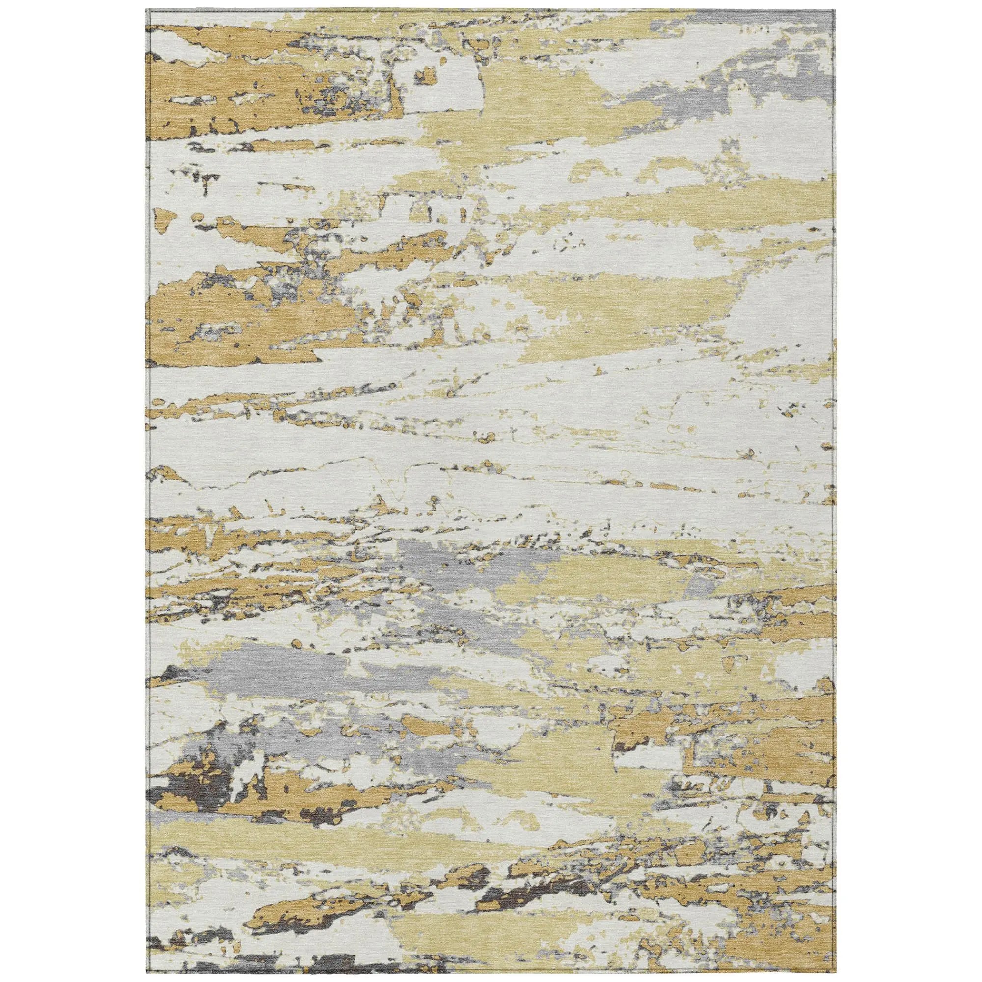 3' X 5' Wheat And Gold Abstract Washable Indoor Outdoor Area Rug Homeroots Outdoor