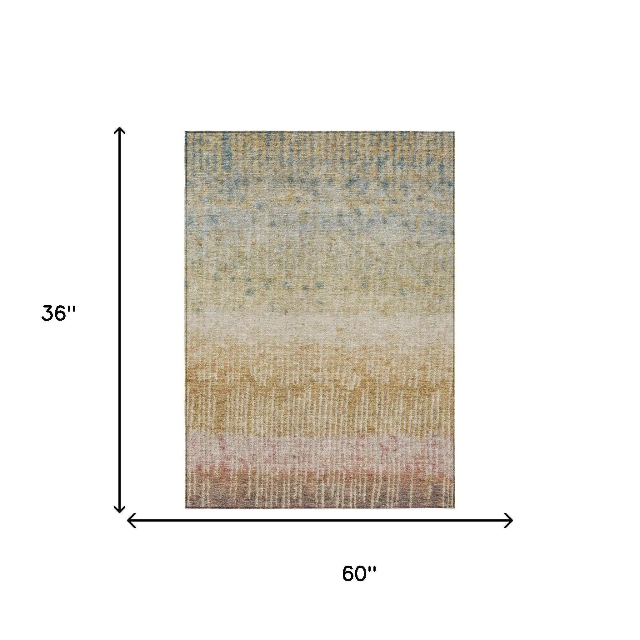 3' X 5' Wheat And Gold Abstract Washable Indoor Outdoor Area Rug Homeroots Outdoor