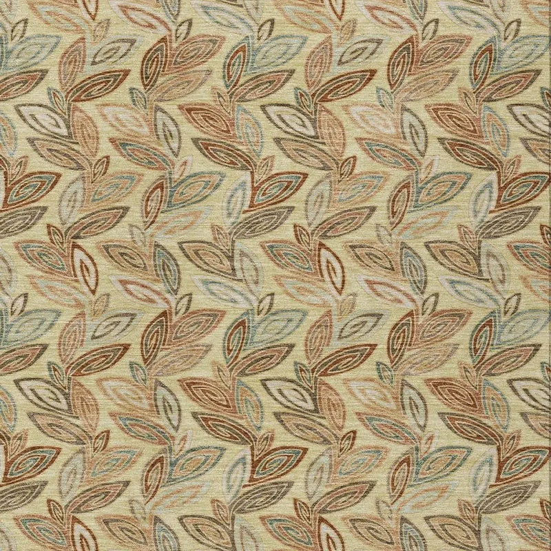 3' X 5' Wheat And Gold Botanical Leaves Washable Indoor Outdoor Area Rug Homeroots Outdoor