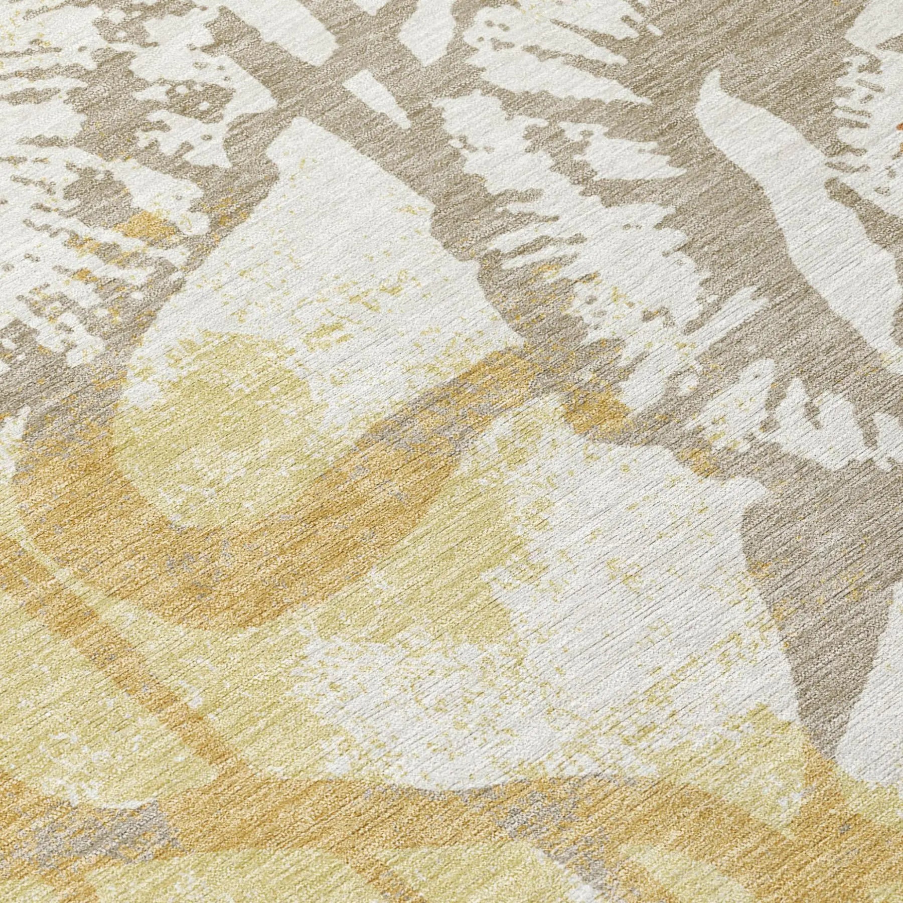 3' X 5' Wheat And Gold Floral Washable Indoor Outdoor Area Rug Homeroots Outdoor