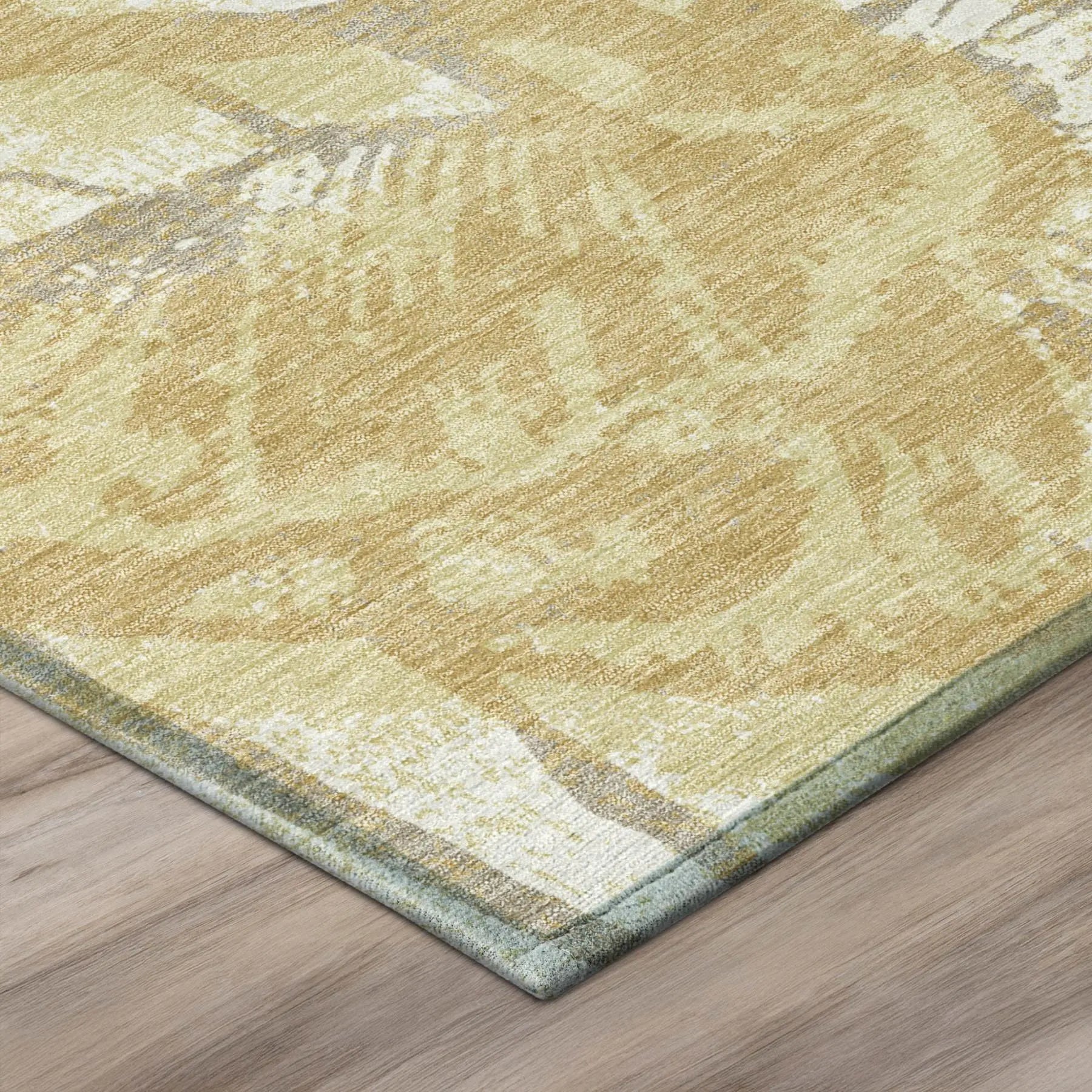 3' X 5' Wheat And Gold Floral Washable Indoor Outdoor Area Rug Homeroots Outdoor