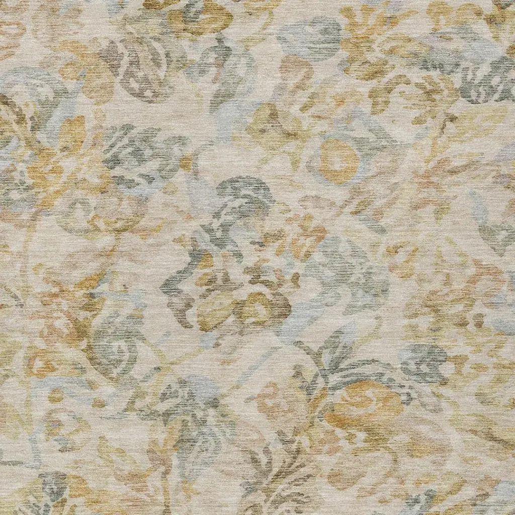 3' X 5' Wheat And Gold Floral Washable Indoor Outdoor Area Rug Homeroots Outdoor