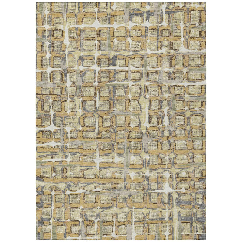 3' X 5' Wheat And Gold Geometric Washable Indoor Outdoor Area Rug Homeroots Outdoor