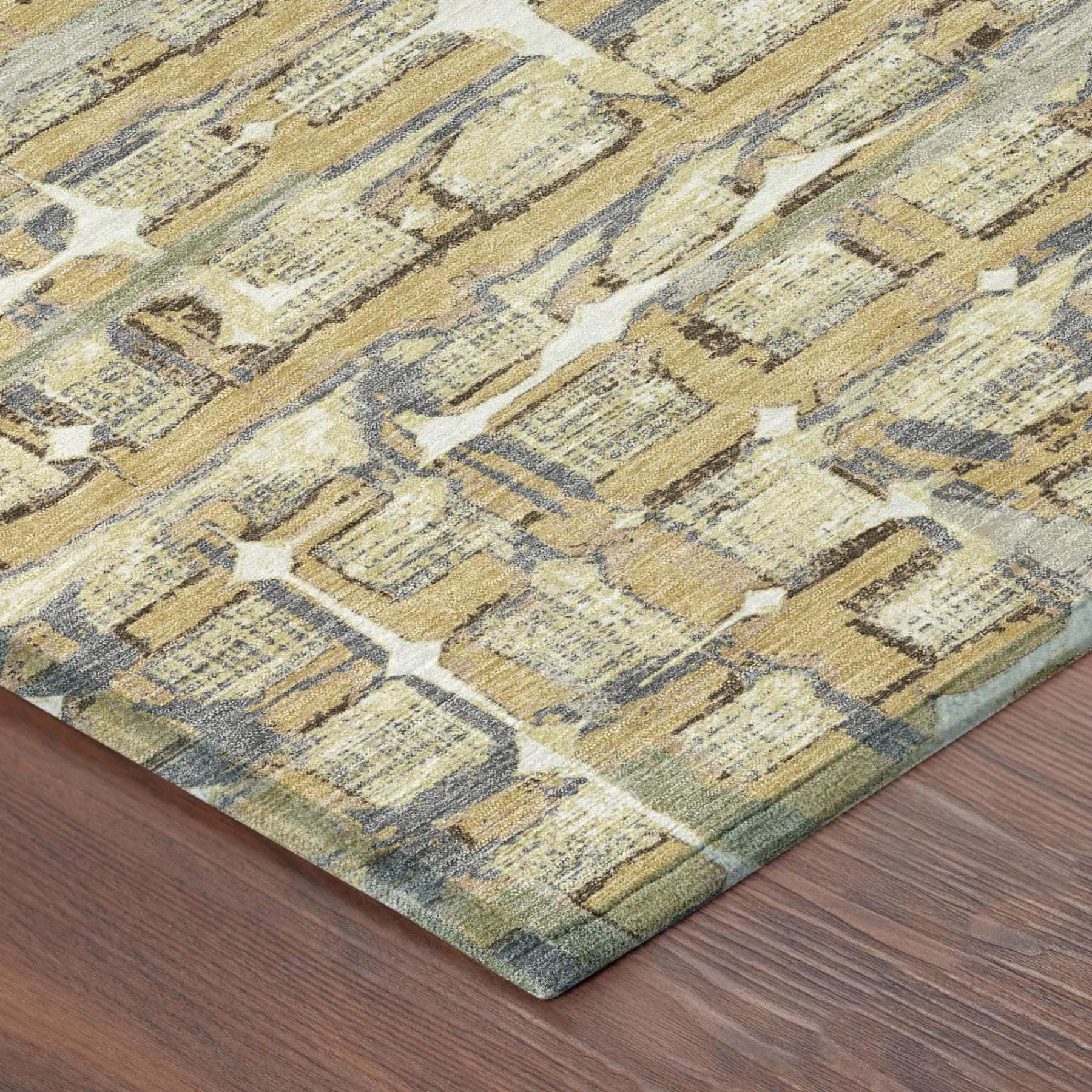3' X 5' Wheat And Gold Geometric Washable Indoor Outdoor Area Rug Homeroots Outdoor